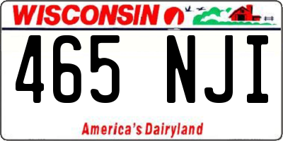 WI license plate 465NJI
