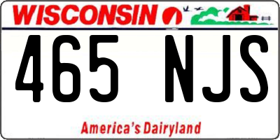 WI license plate 465NJS