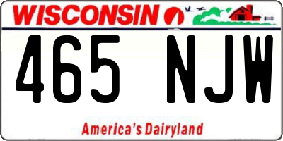 WI license plate 465NJW