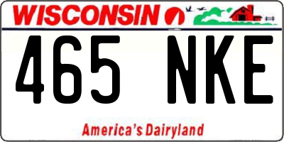 WI license plate 465NKE