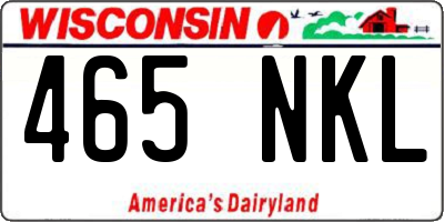 WI license plate 465NKL