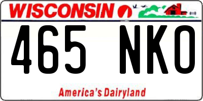 WI license plate 465NKO