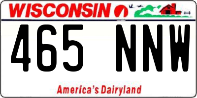 WI license plate 465NNW
