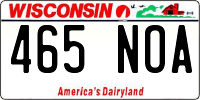 WI license plate 465NOA