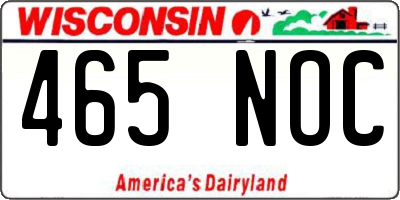 WI license plate 465NOC