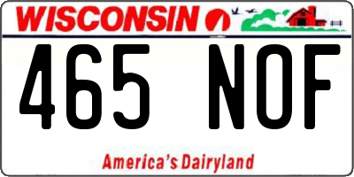 WI license plate 465NOF