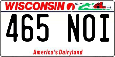 WI license plate 465NOI