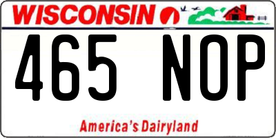 WI license plate 465NOP