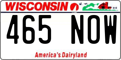 WI license plate 465NOW