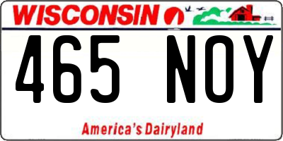 WI license plate 465NOY