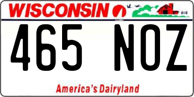 WI license plate 465NOZ