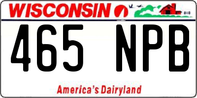 WI license plate 465NPB