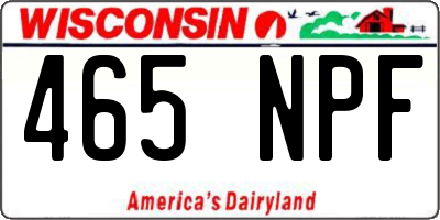 WI license plate 465NPF