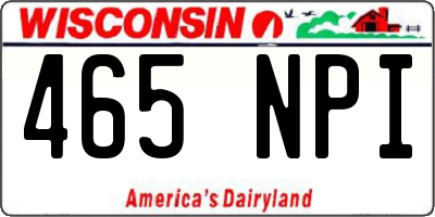 WI license plate 465NPI