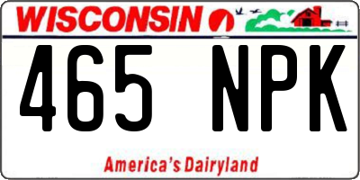 WI license plate 465NPK