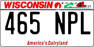 WI license plate 465NPL