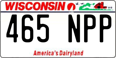 WI license plate 465NPP
