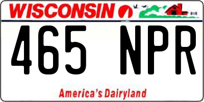 WI license plate 465NPR