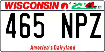 WI license plate 465NPZ