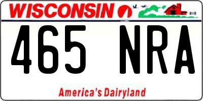 WI license plate 465NRA