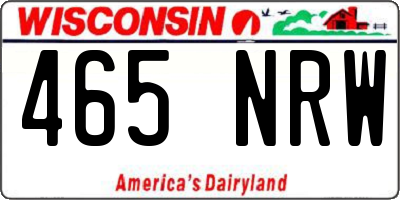 WI license plate 465NRW