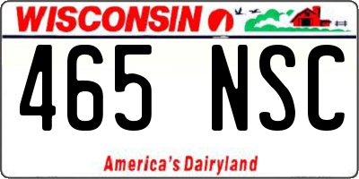 WI license plate 465NSC