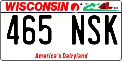 WI license plate 465NSK