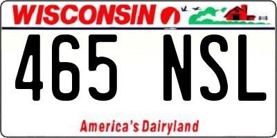 WI license plate 465NSL