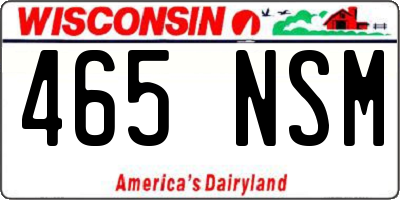 WI license plate 465NSM