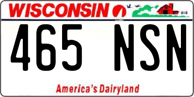 WI license plate 465NSN