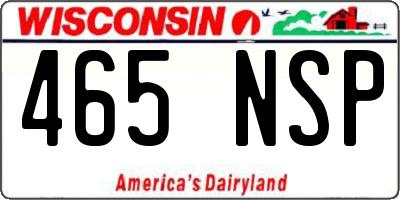 WI license plate 465NSP