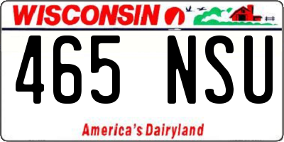 WI license plate 465NSU