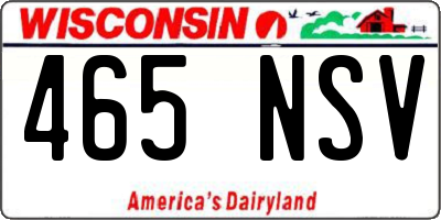 WI license plate 465NSV