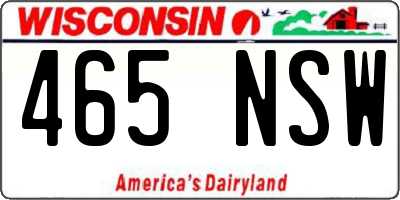 WI license plate 465NSW