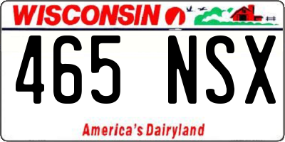 WI license plate 465NSX