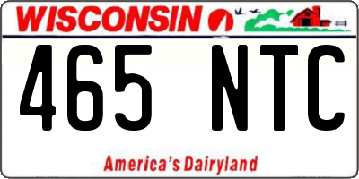 WI license plate 465NTC
