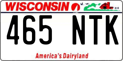 WI license plate 465NTK
