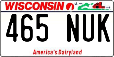 WI license plate 465NUK