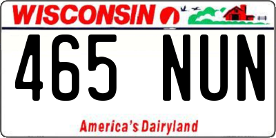 WI license plate 465NUN