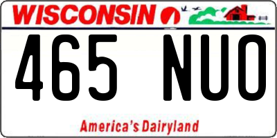 WI license plate 465NUO