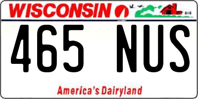 WI license plate 465NUS