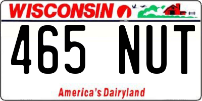 WI license plate 465NUT