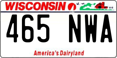 WI license plate 465NWA
