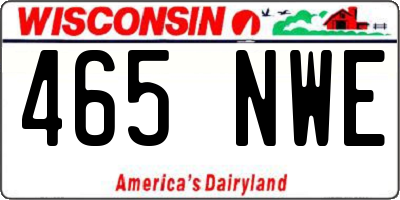 WI license plate 465NWE
