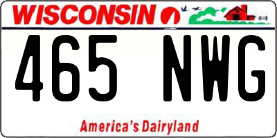 WI license plate 465NWG