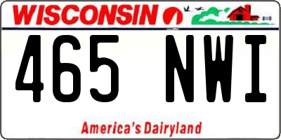 WI license plate 465NWI