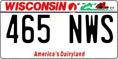 WI license plate 465NWS