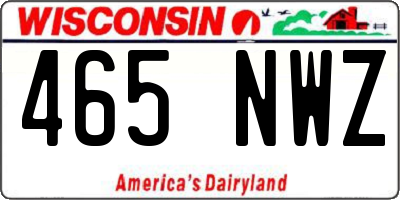 WI license plate 465NWZ