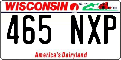 WI license plate 465NXP