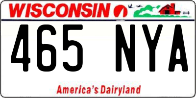 WI license plate 465NYA
